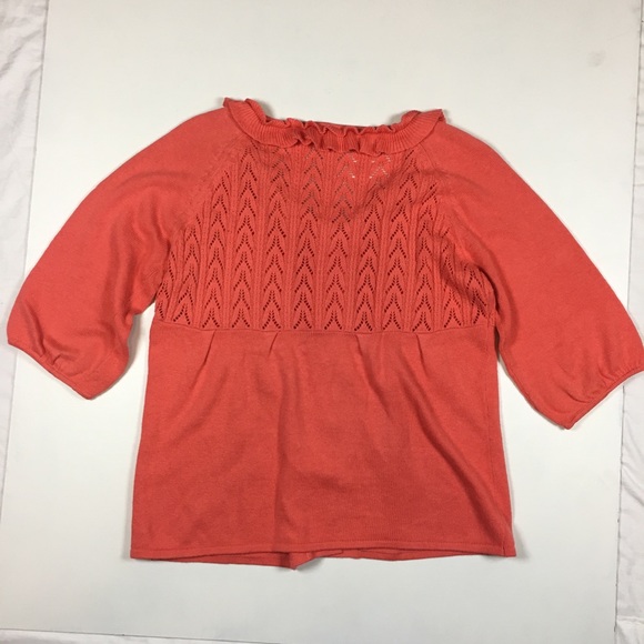 Fossil cashmere blend coral orange cardigan large - Picture 5 of 7
